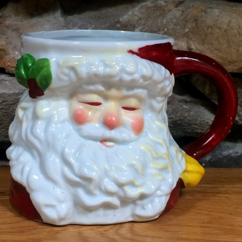VTG Sleeping Santa Mug Christmas Assemblage Holiday Decor